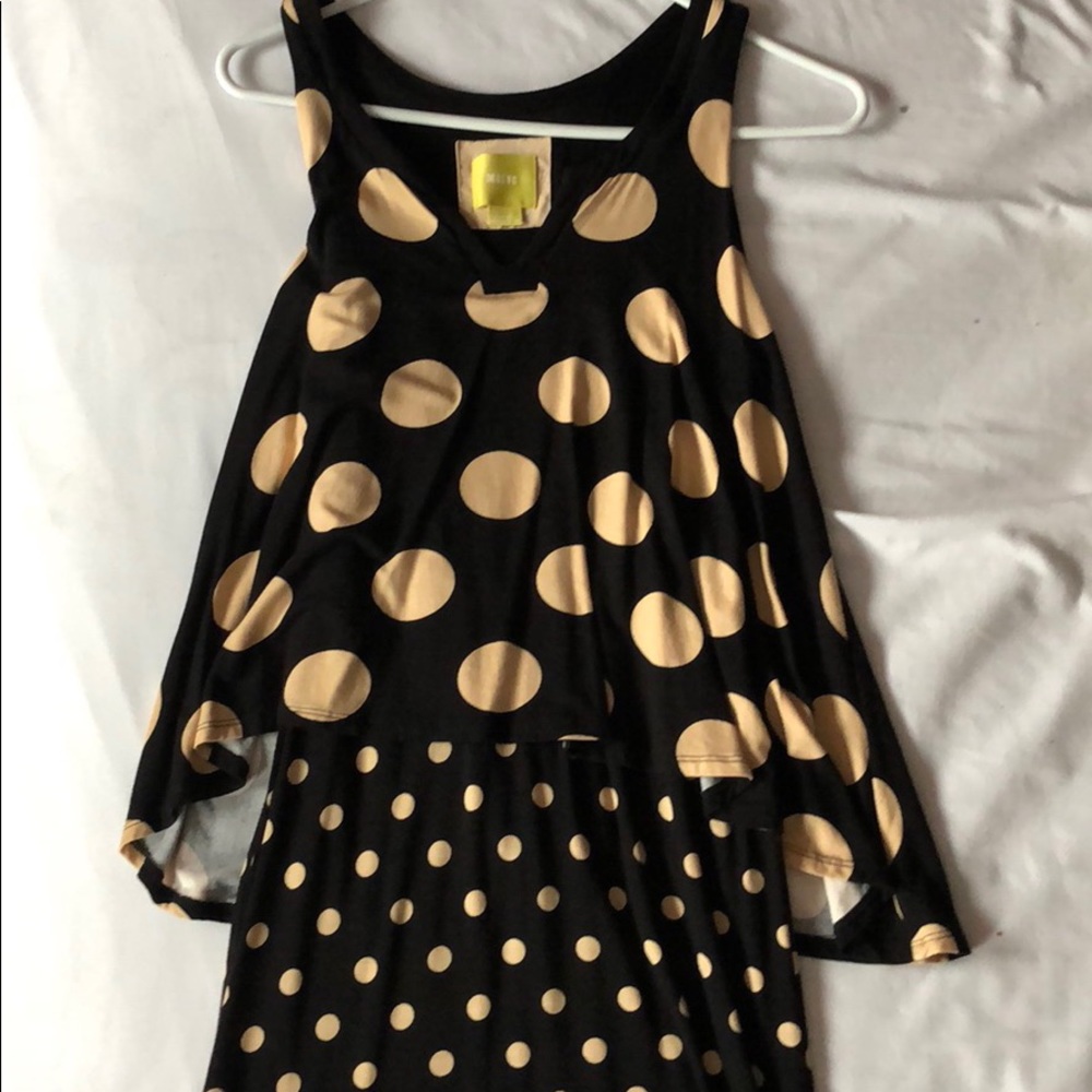 Pokadot black and nude dress